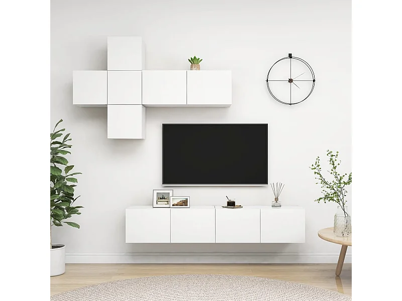 7-tlg. TV-Schrank-Set Weiß Holzwerkstoff