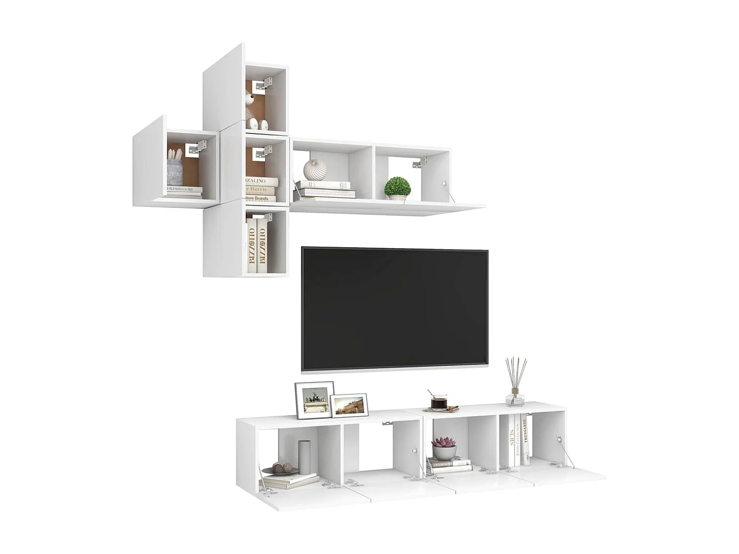 7-tlg. TV-Schrank-Set Weiß Holzwerkstoff