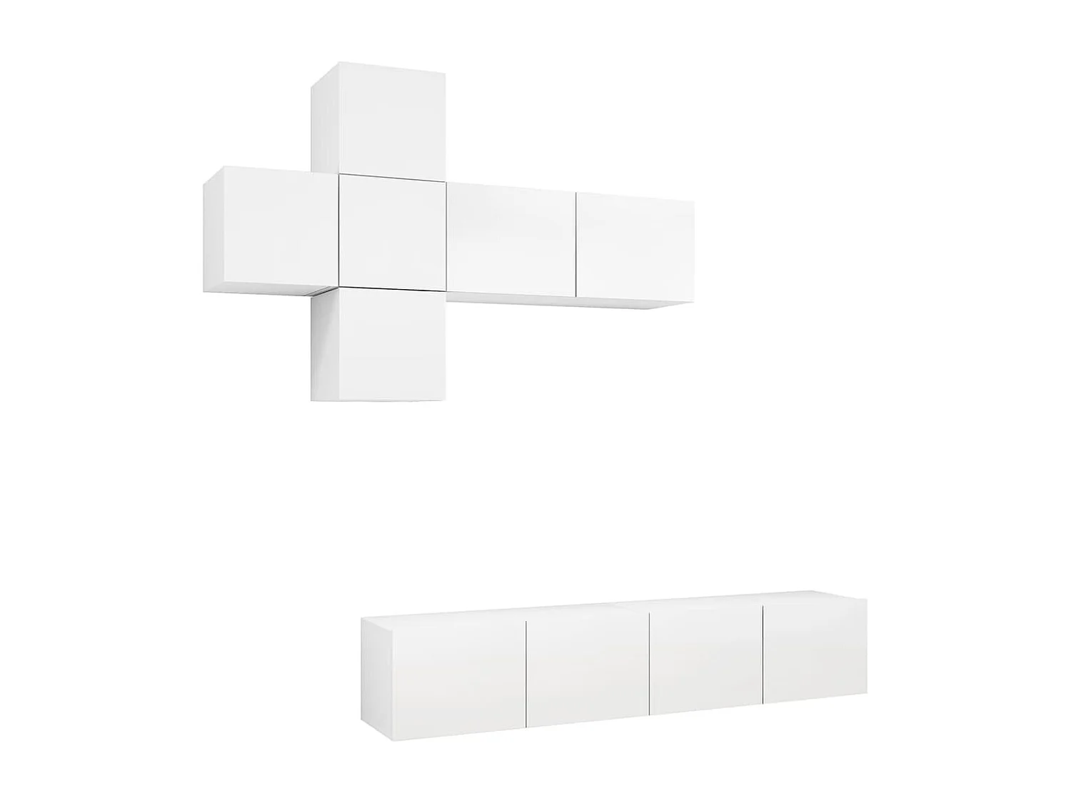 Ensemble de meuble TV 7 pcs Blanc Bois d'ingénierie