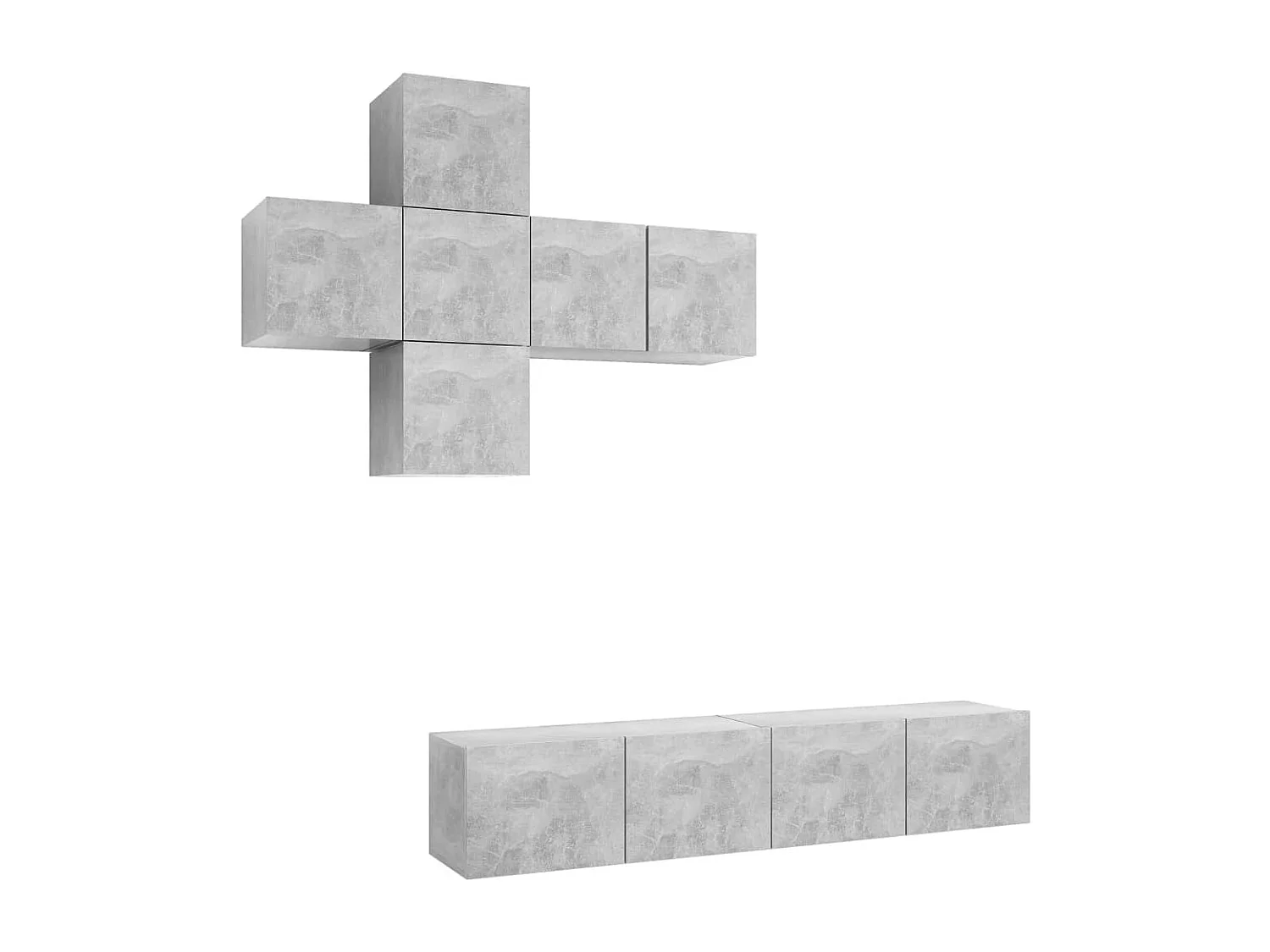 7-tlg. TV-Schrank-Set Betongrau Holzwerkstoff