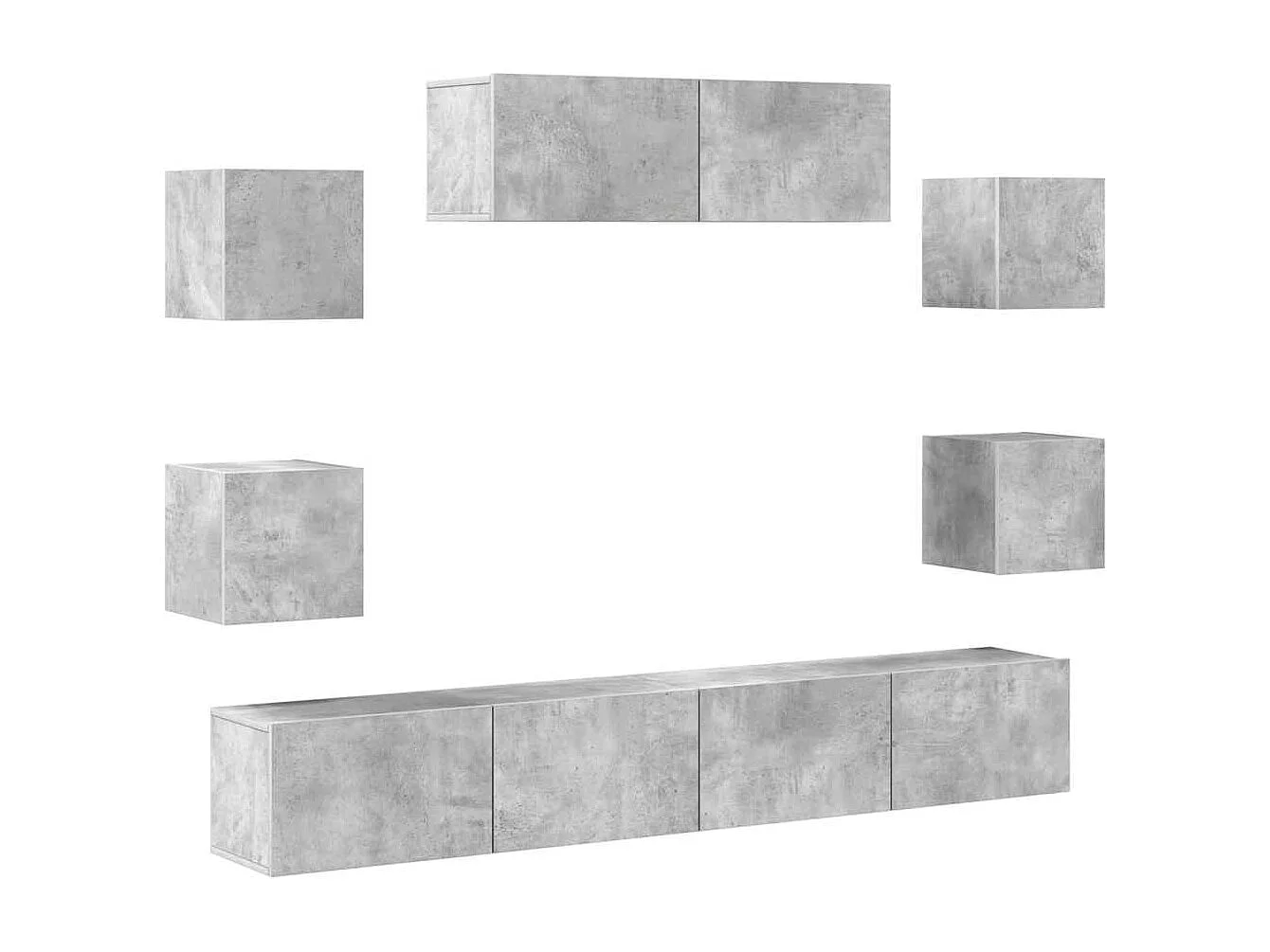 7-tlg. TV-Schrank-Set Betongrau Holzwerkstoff