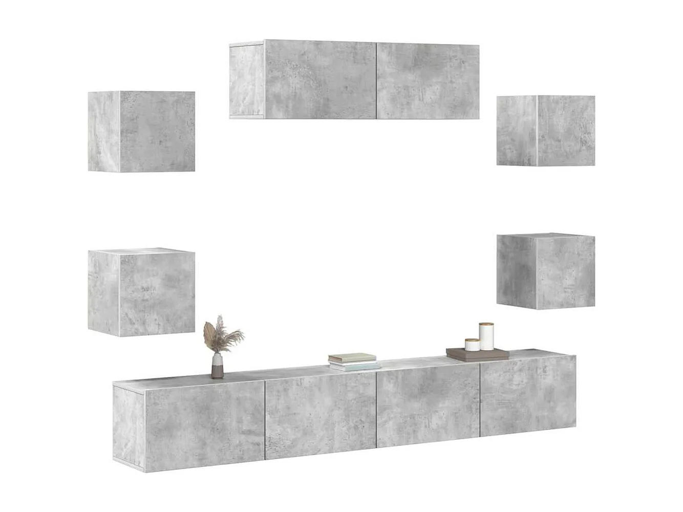 7-tlg. TV-Schrank-Set Betongrau Holzwerkstoff