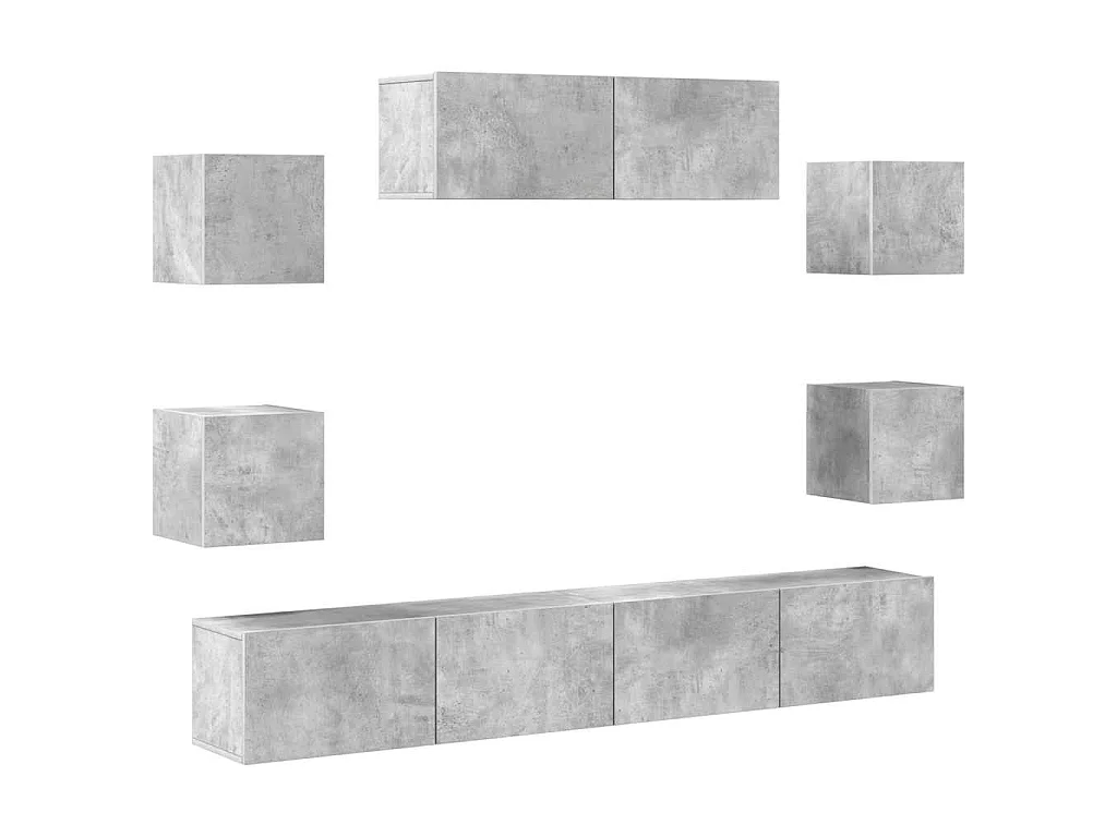 Ensemble de meubles TV 7 pcs Gris béton Bois d'ingénierie