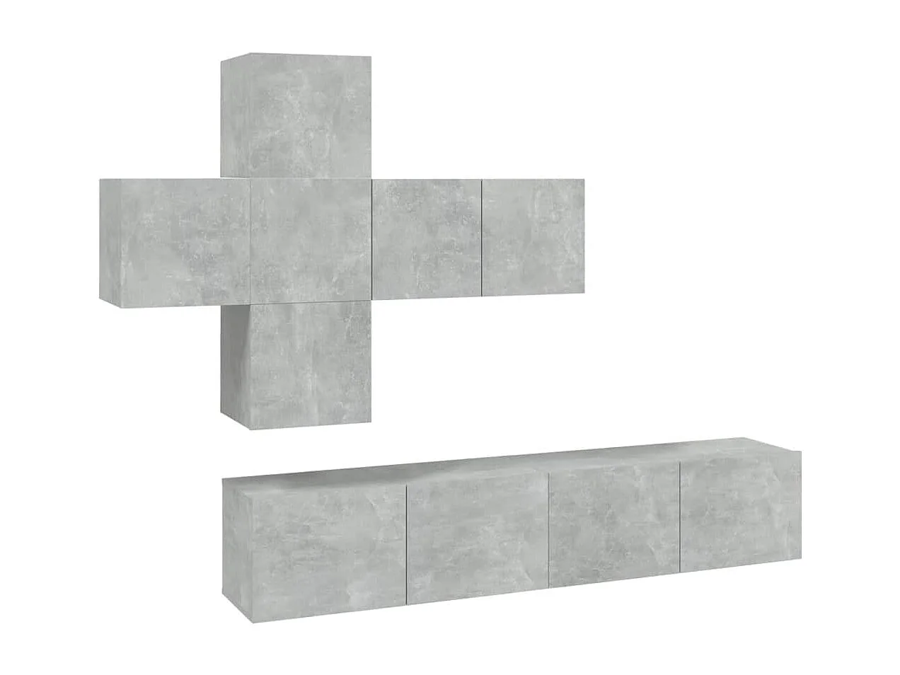 7-tlg. TV-Schrank-Set Betongrau Holzwerkstoff