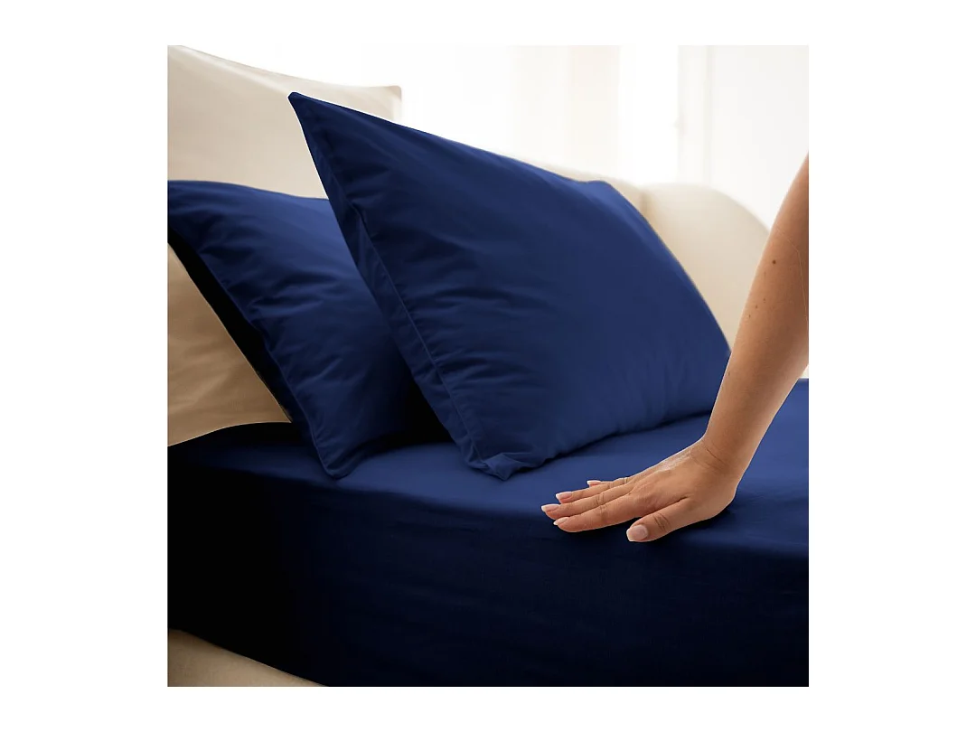Housse de couette coton Bleu Nuit 140x200 cm