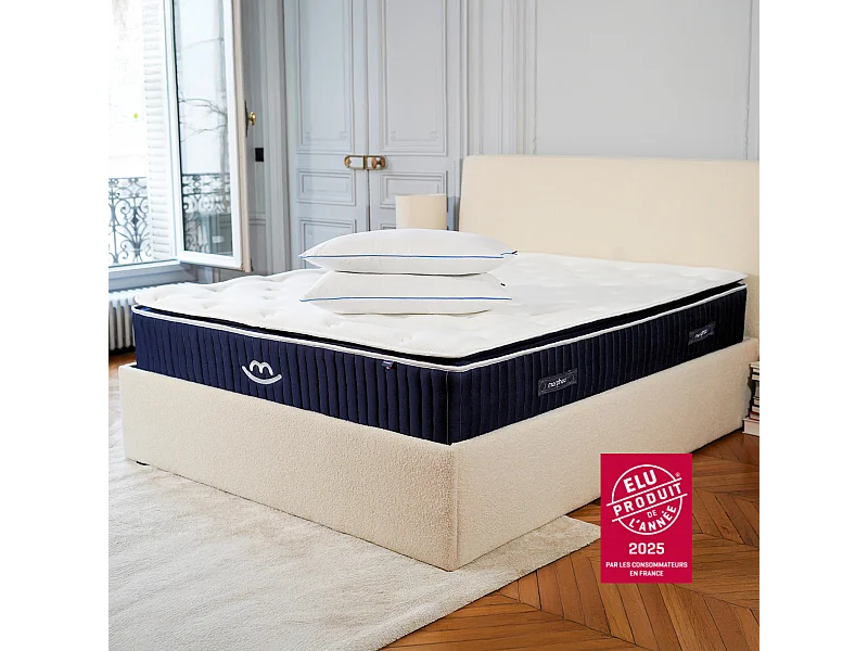 Matelas mémoire de forme et oreillers moelleux 90x200 épais 30cm
