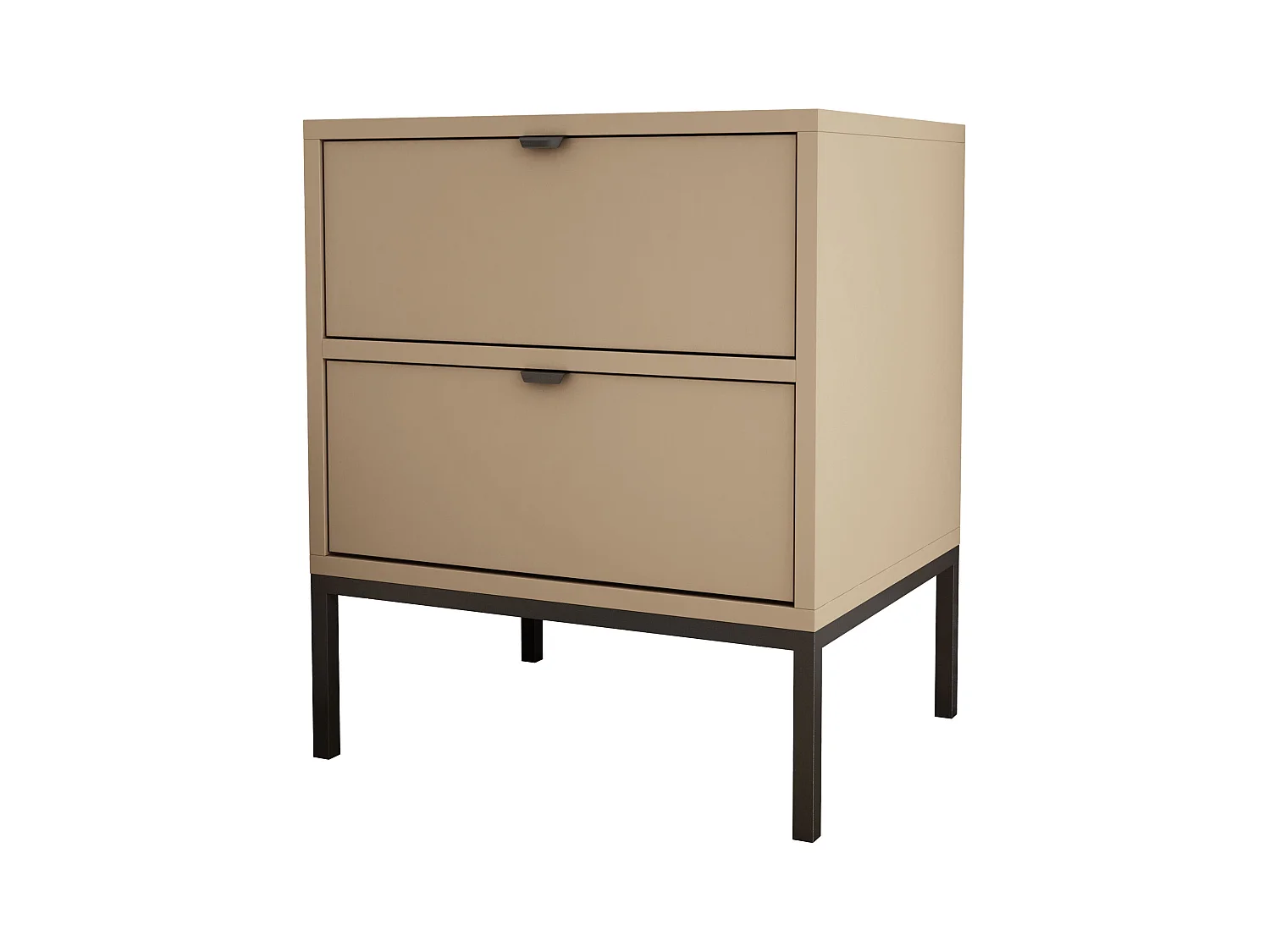 Mesa de cabeceira com duas gavetas e estrutura, puxadordourado, cor Cappuccino, 50 x 40 x 58 cm