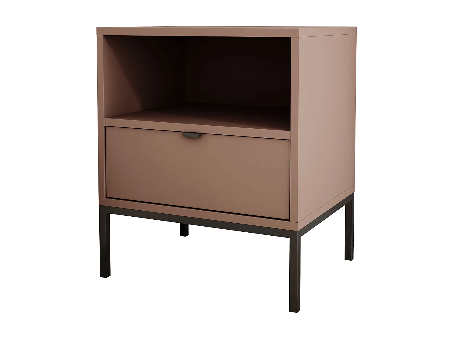 Comodino con cassetto e struttura, maniglia oro, colore CAJUN, 50 x 40 x 58 cm