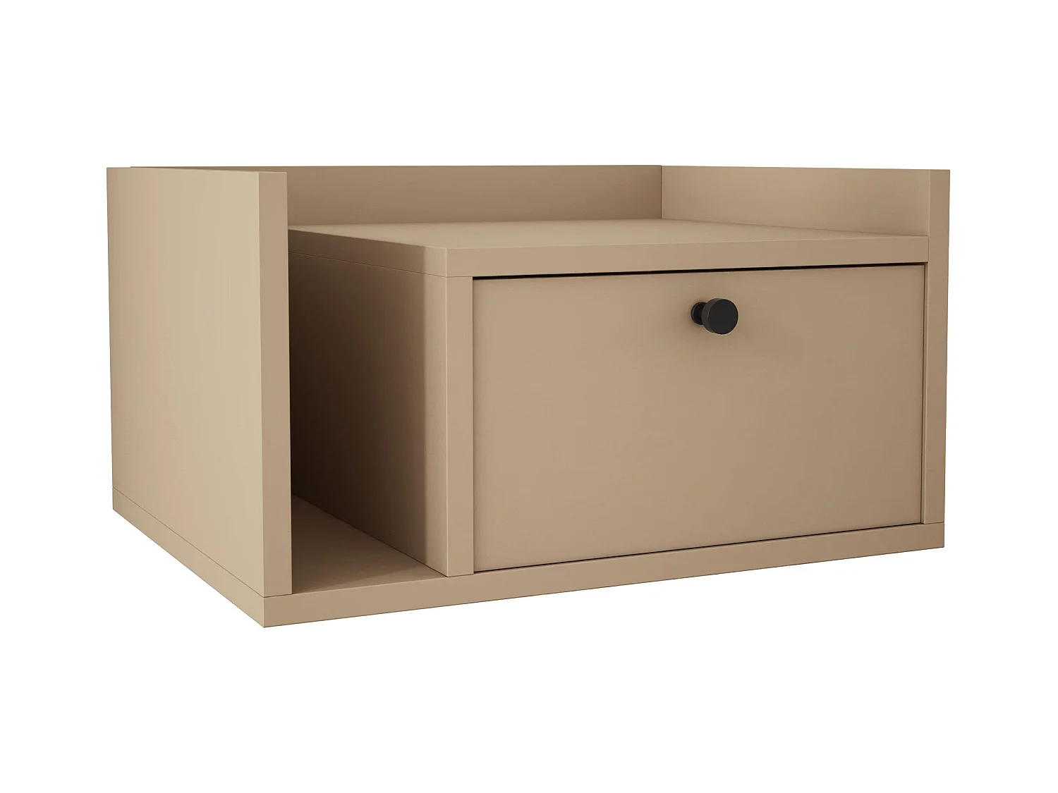 Table de chevet avec tiroir et poignée dorée, Cappuccino, 50 x 35 x 27 cm, côté droit