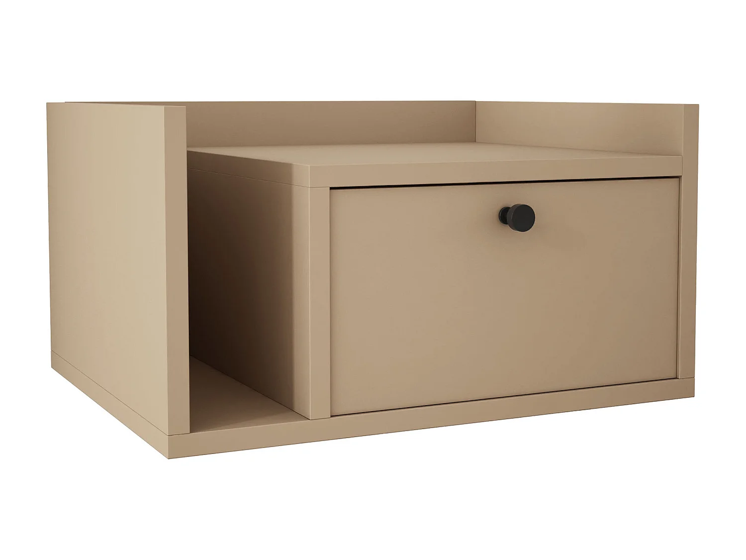 Table de chevet avec tiroir et poignée dorée, Cappuccino, 50 x 35 x 27 cm, côté droit