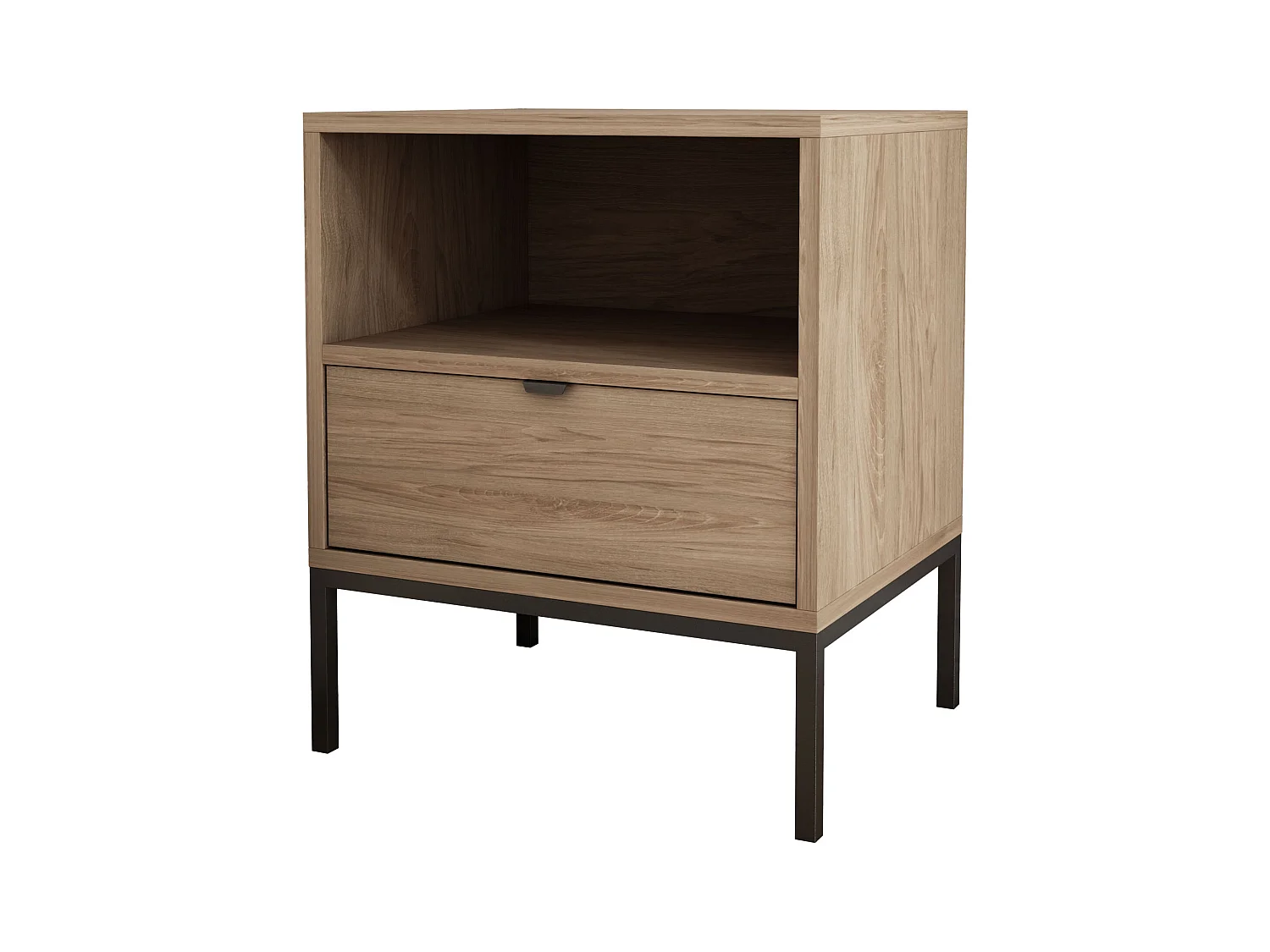 Table de chevet avec tiroir et cadre, poignée dorée, Noyer foncé Rockford, 50 x 40 x 58 cm