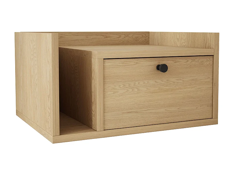 Table de chevet avec tiroir et poignée dorée, Chêne Cremona, 50 x 35 x 27 cm, côté droit