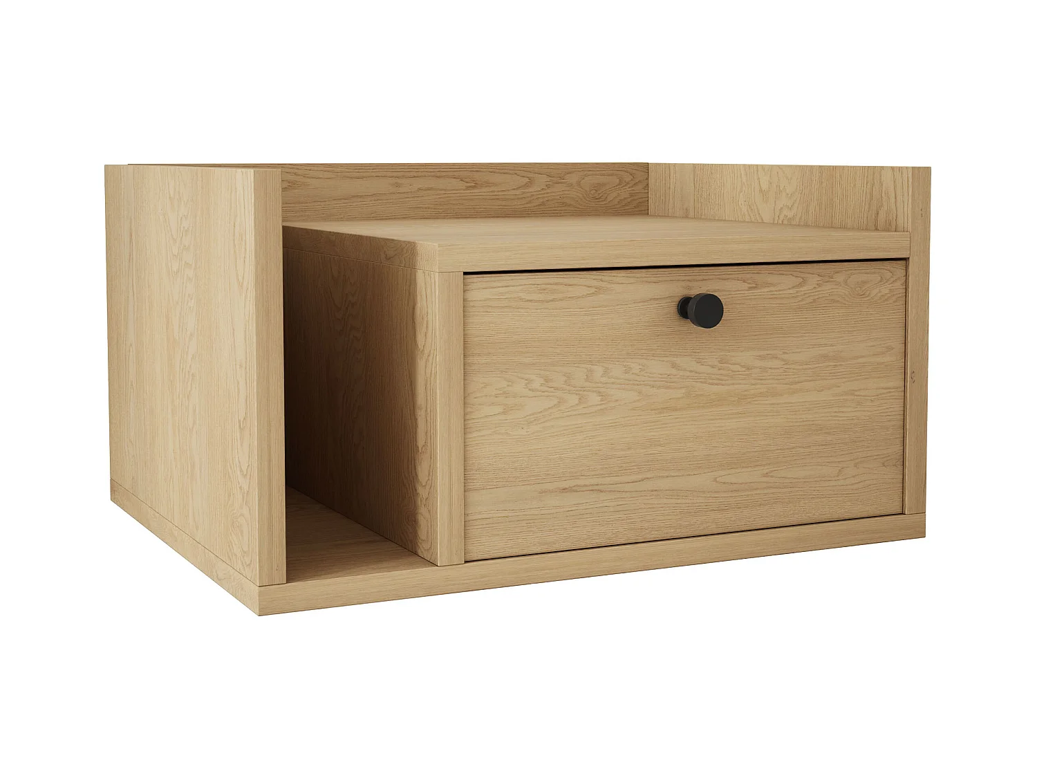 Nachtkastje met lade en gouden handgreep, Cremona eiken, 50 x 35 x 27 cm, rechterkant