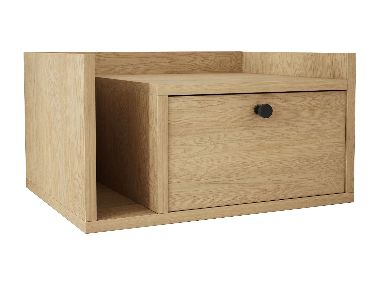 Table de chevet avec tiroir et poignée dorée, Chêne Cremona, 50 x 35 x 27 cm, côté droit