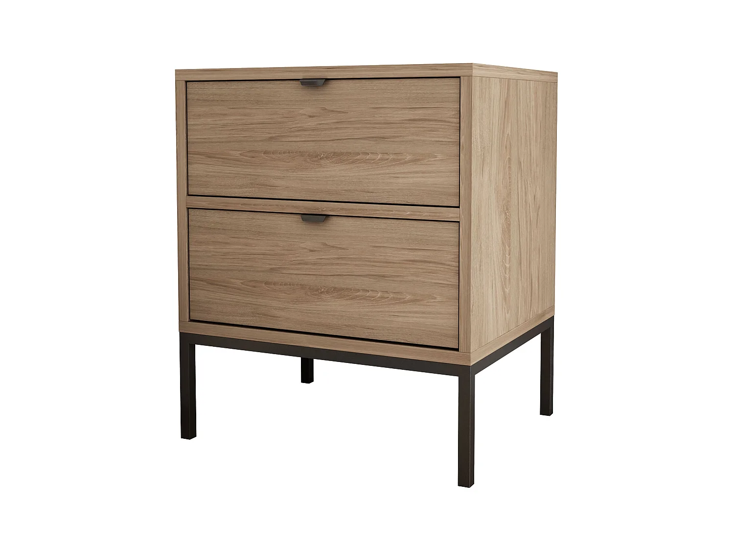 Nachttisch mit zwei Schubladen und Rahmen, goldener Griff, Rockford dunkler Nussbaum, 50 x 40 x 58 cm