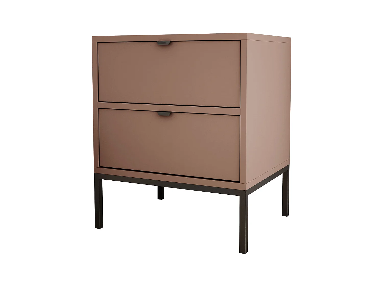 Comodino con due cassetti e struttura, maniglia oro, colore CAJUN, 50 x 40 x 58 cm