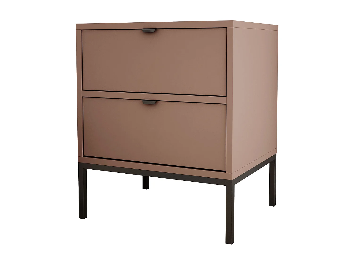 Comodino con due cassetti e struttura, maniglia oro, colore CAJUN, 50 x 40 x 58 cm