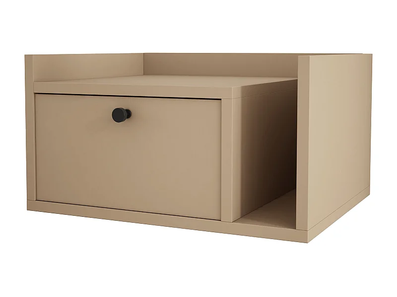 Table de chevet avec tiroir et poignée dorée, Cappuccino, 50 x 35 x 27 cm, côté gauche