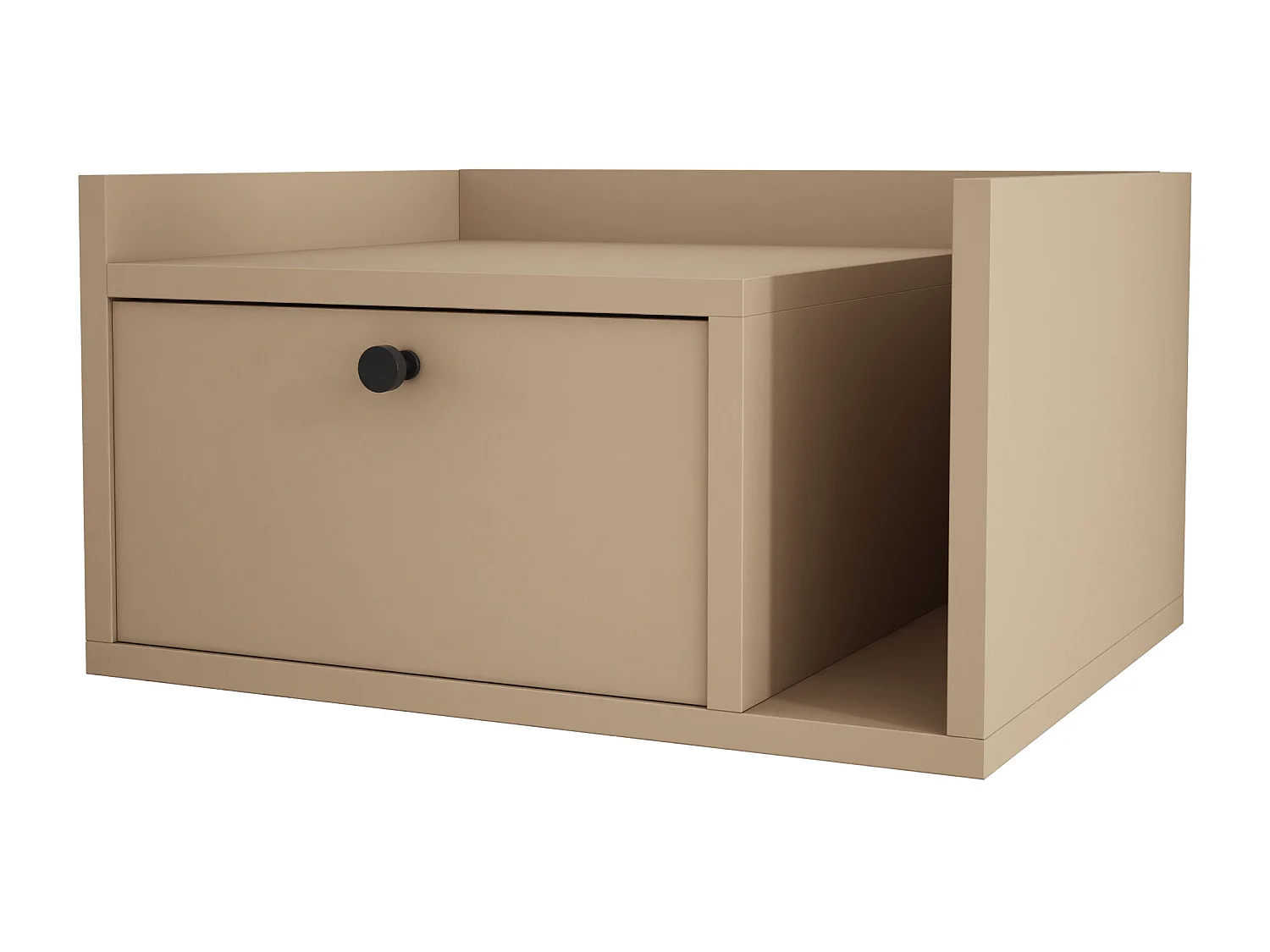 Table de chevet avec tiroir et poignée dorée, Cappuccino, 50 x 35 x 27 cm, côté gauche