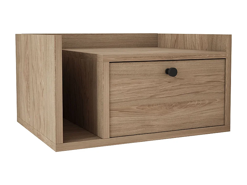 Nachtkastje met lade en gouden handgreep, Rockford donker notenhout, 50 x 35 x 27 cm, rechterkant