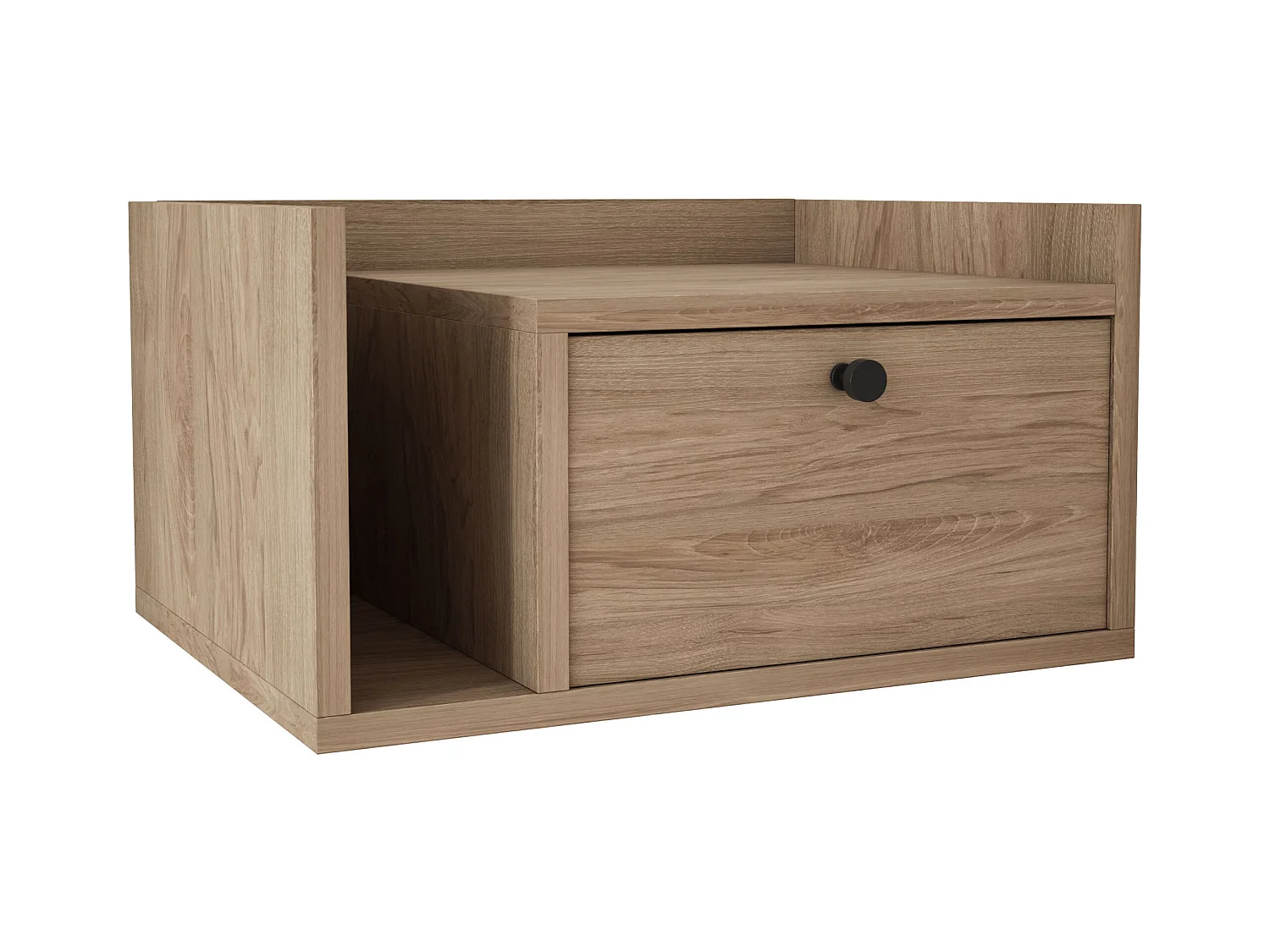 Table de chevet avec tiroir et poignée dorée, Noyer foncé Rockford, 50 x 35 x 27 cm, côté droit