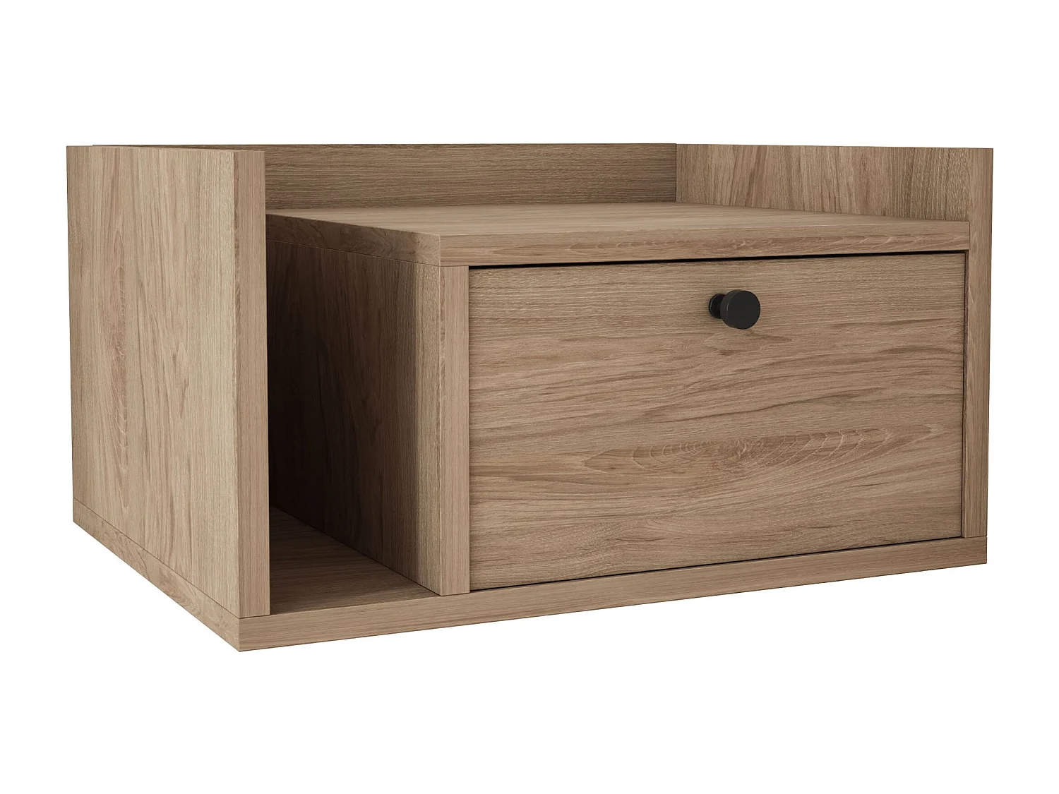 Table de chevet avec tiroir et poignée dorée, Noyer foncé Rockford, 50 x 35 x 27 cm, côté droit