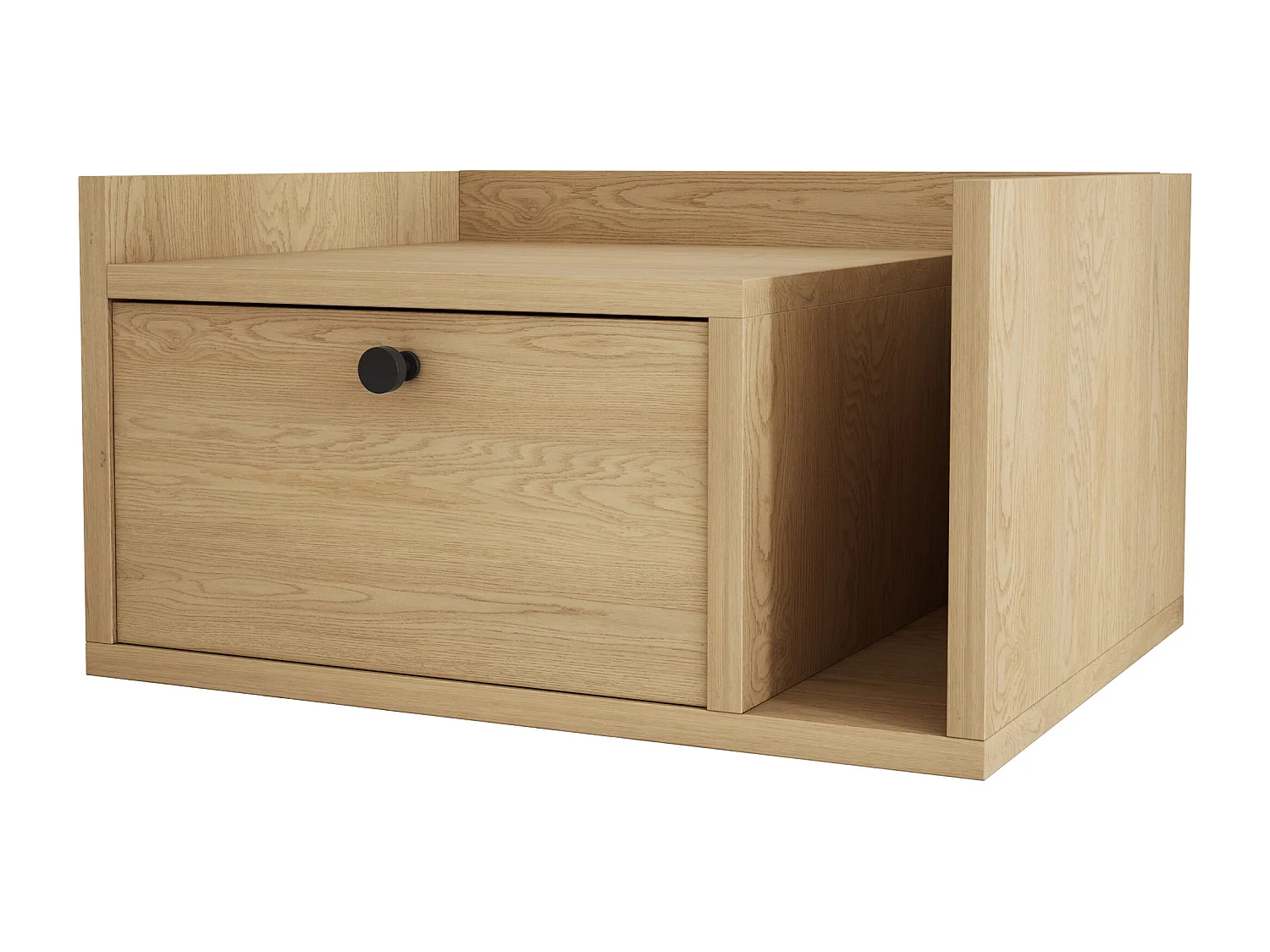 Table de chevet avec tiroir et poignée dorée, Chêne Cremona, 50 x 35 x 27 cm, côté gauche