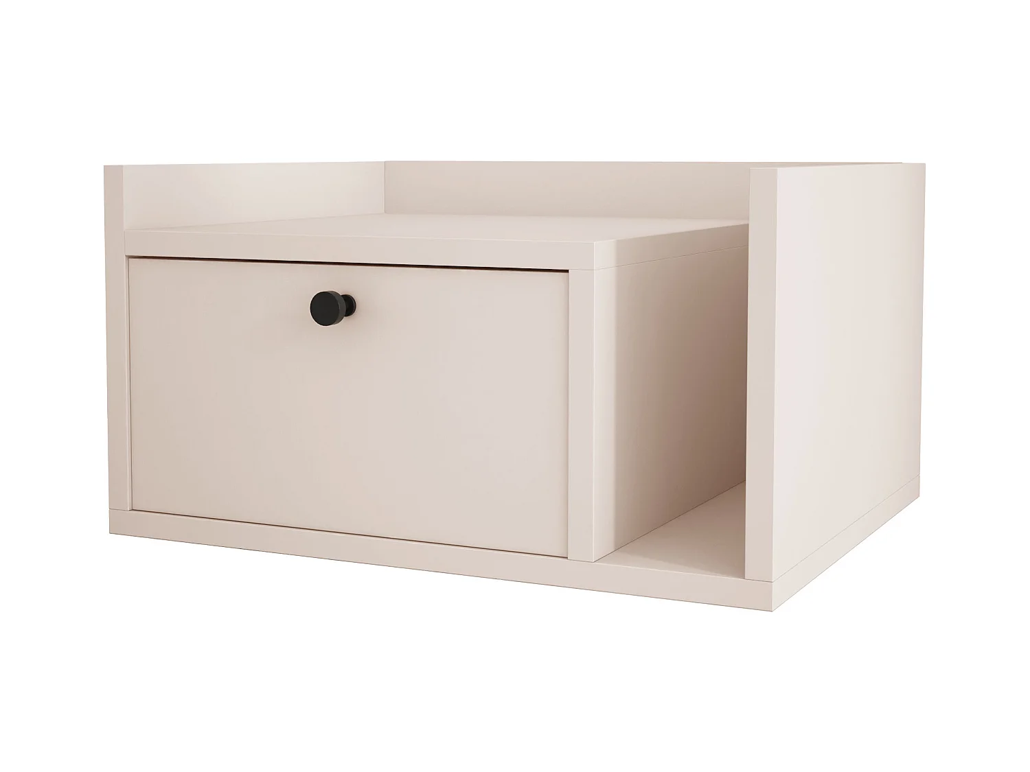 Mesa de cabeceira com gaveta e puxador dourado, Caxemira, 50 x 35 x 27 cm, lado esquerdo