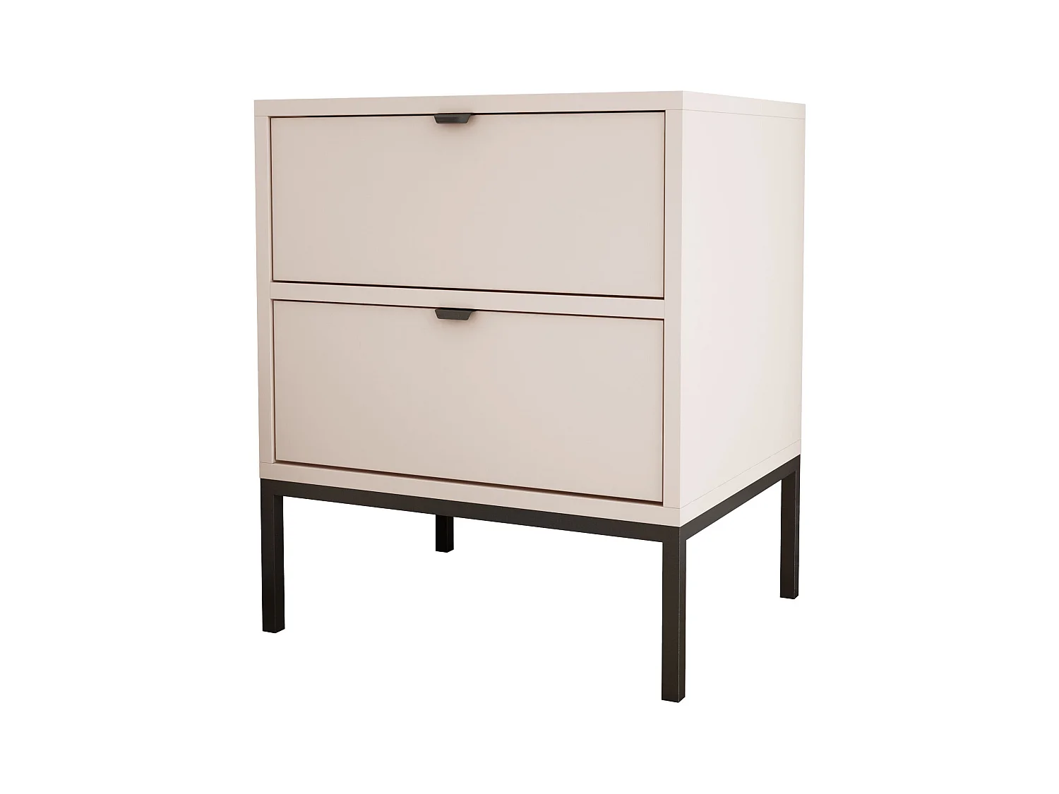 Table de chevet avec deux tiroirs et cadre, poignée dorée, Cachemire, 50 x 40 x 58 cm