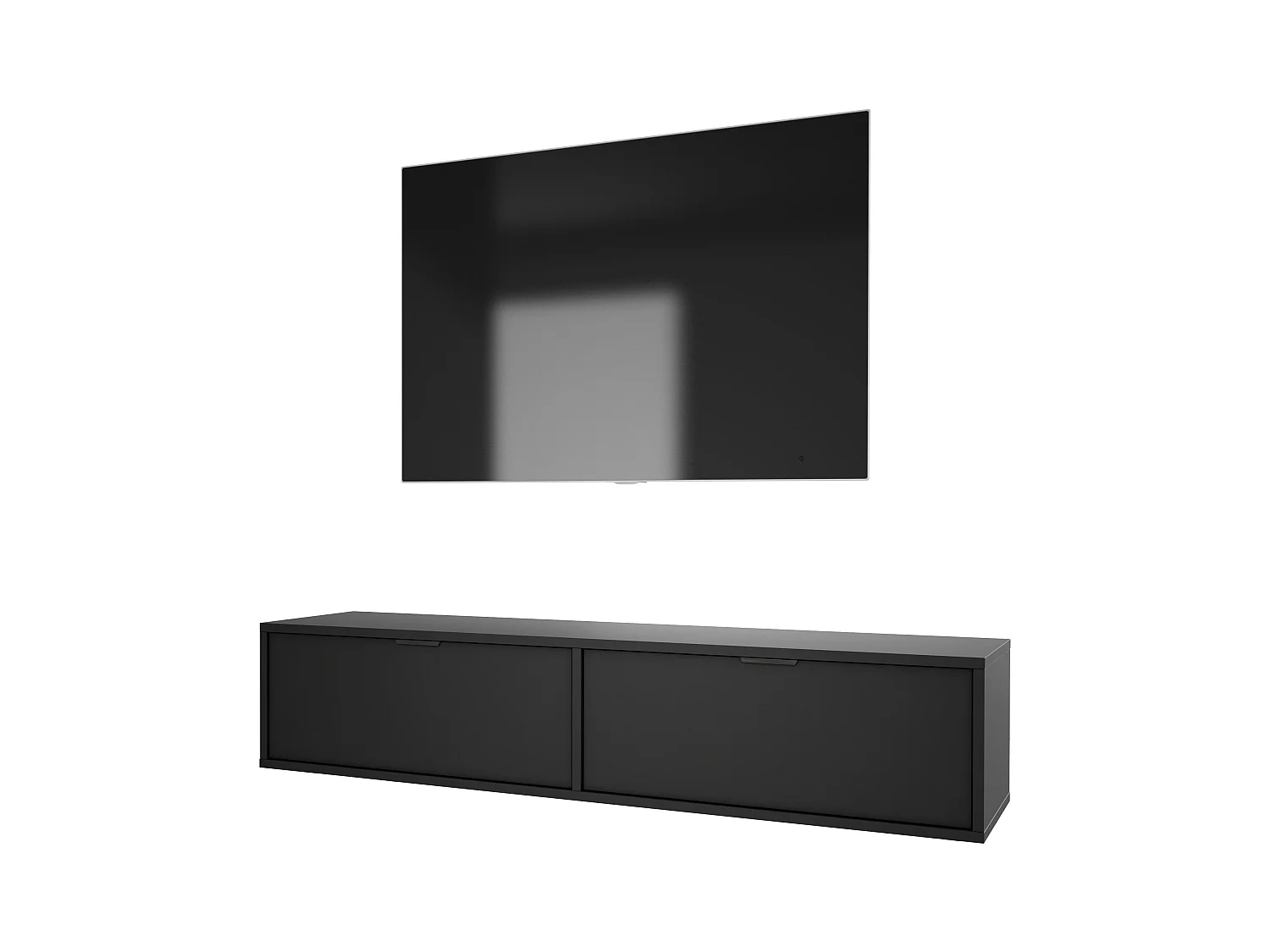 Mueble de TV colgante, negro, 30 x 140 x 33 cm, tiradores negros