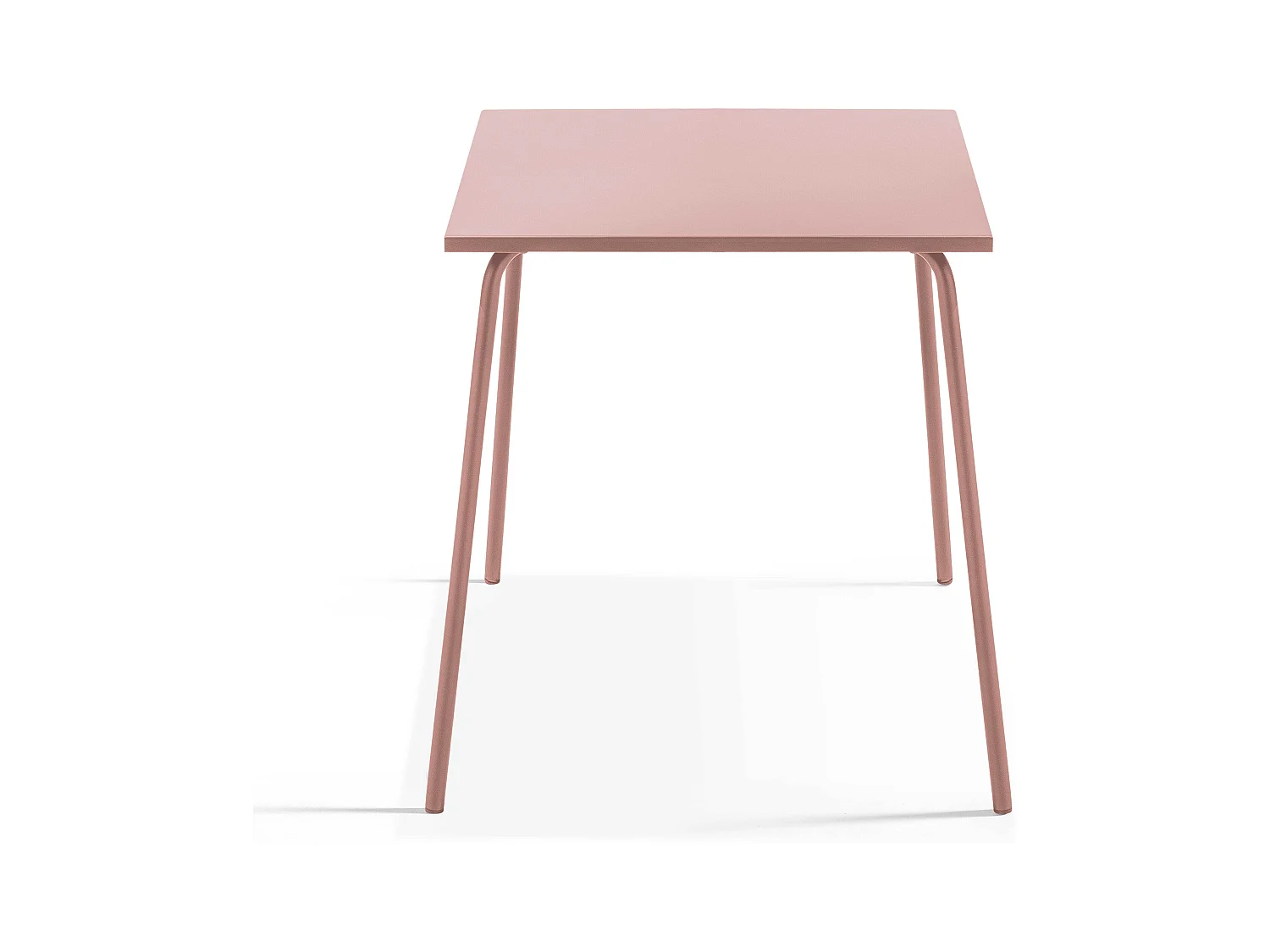 Ensemble table de jardin carrée et 2 fauteuils acier Rose poudré - Palavas