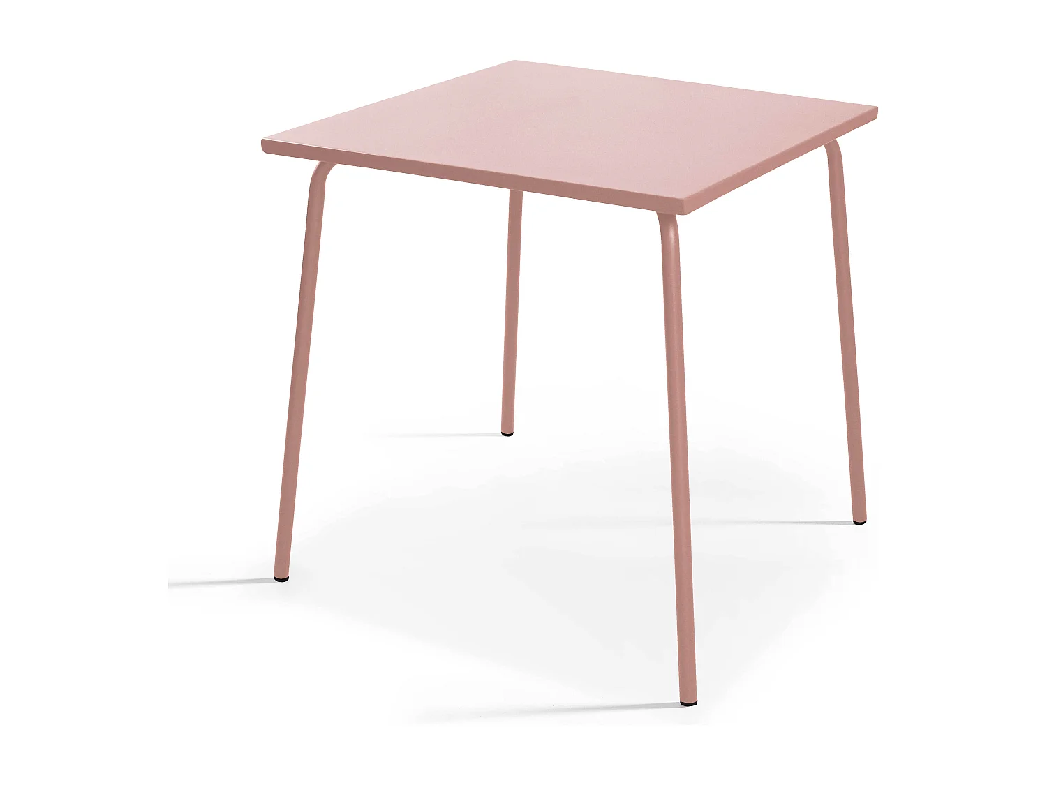 Ensemble table de jardin carrée et 2 fauteuils acier Rose poudré - Palavas