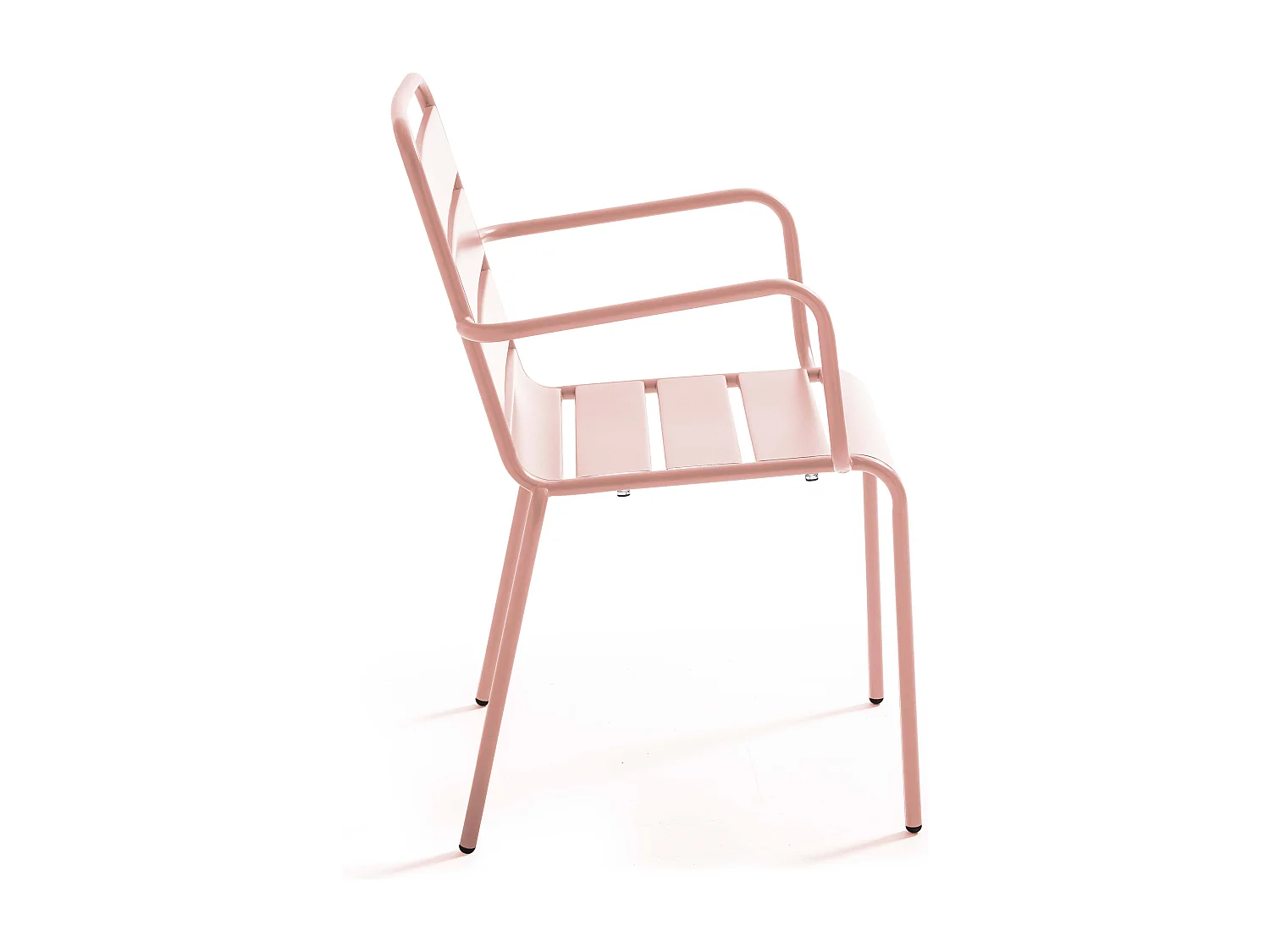 Ensemble table de jardin carrée et 2 fauteuils acier Rose poudré - Palavas