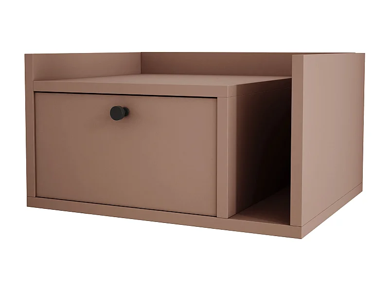 Mesa de cabeceira com gaveta e puxador dourado, Cajun, 50 x 35 x 27 cm, lado esquerdo