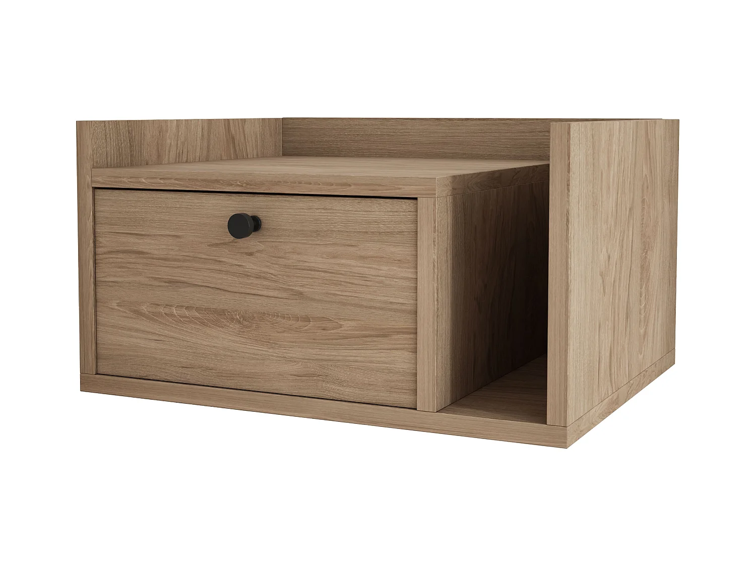 Table de chevet avec tiroir et poignée dorée, Noyer foncé Rockford, 50 x 35 x 27 cm, côté gauche