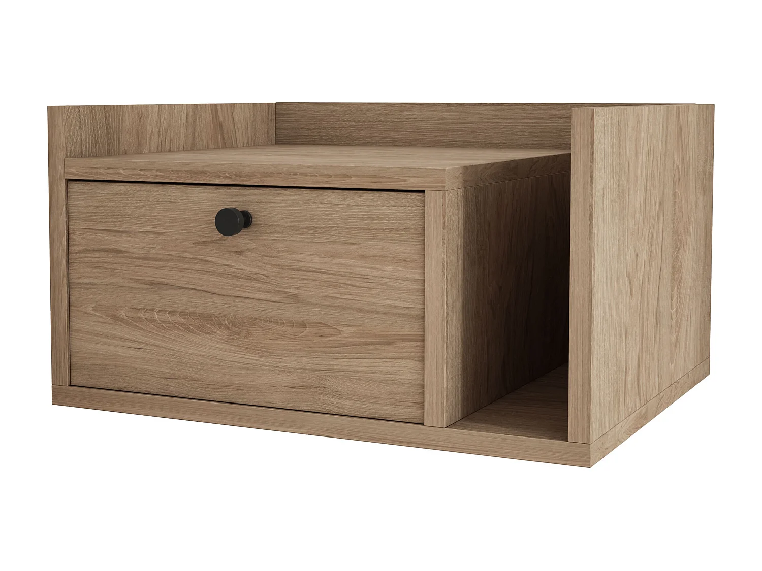 Table de chevet avec tiroir et poignée dorée, Noyer foncé Rockford, 50 x 35 x 27 cm, côté gauche