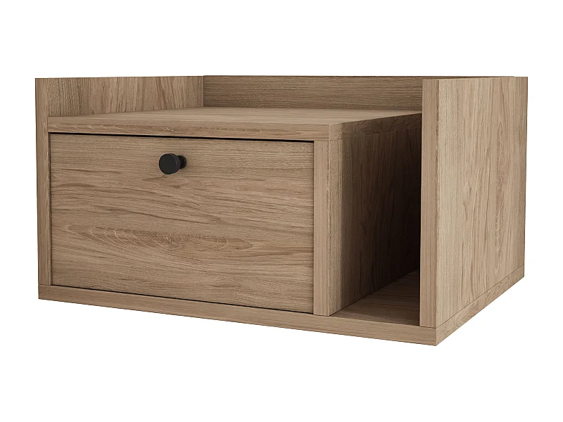 Nachttisch mit Schublade und goldenem Griff, Rockford dunkler Nussbaum, 50 x 35 x 27 cm, linke Seite