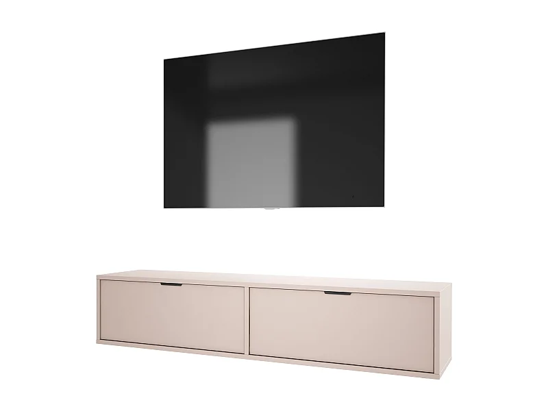 Meuble TV suspendu, Cachemire, 30 x 140 x 33cm, poignées noires