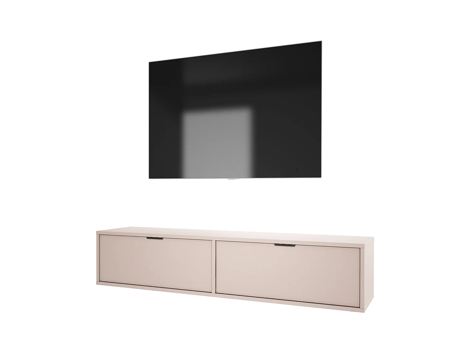 Meuble TV suspendu, Cachemire, 30 x 140 x 33cm, poignées noires