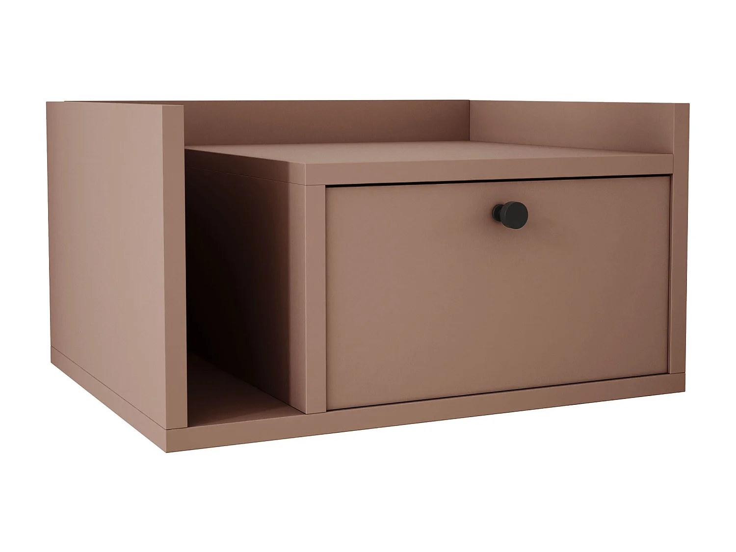 Comodino con cassetto e maniglia dorata, colore CAJUN, 50 x 35 x 27 cm, lato destro