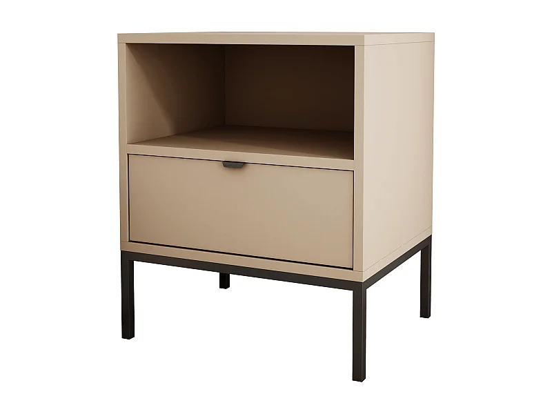 Table de chevet avec tiroir et cadre, poignée dorée, couleur Cappuccino, 50 x 40 x 58 cm