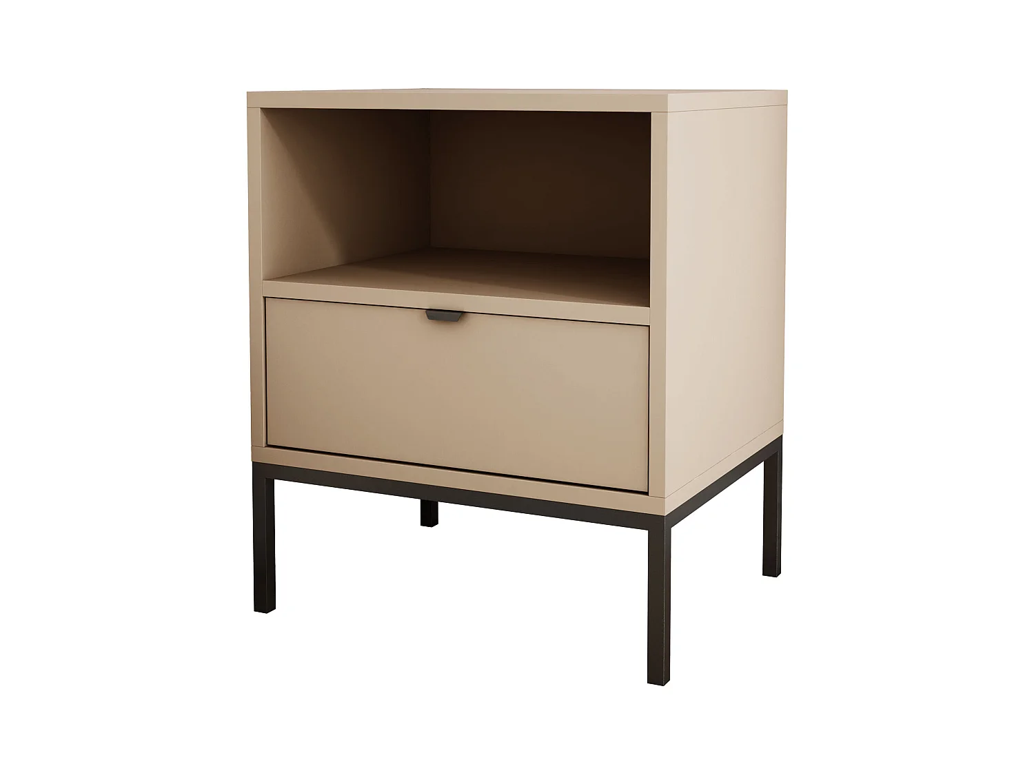 Table de chevet avec tiroir et cadre, poignée dorée, couleur Cappuccino, 50 x 40 x 58 cm