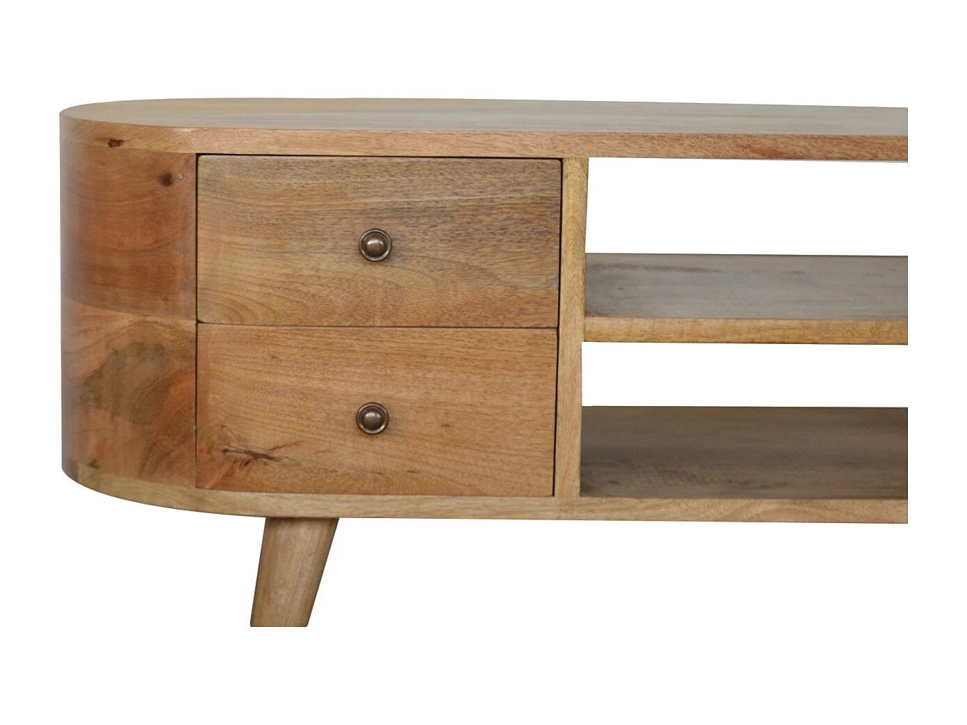 Artisan Furniture Solid Wood Rounded Entertainment Unit, Beige, 4Drawers