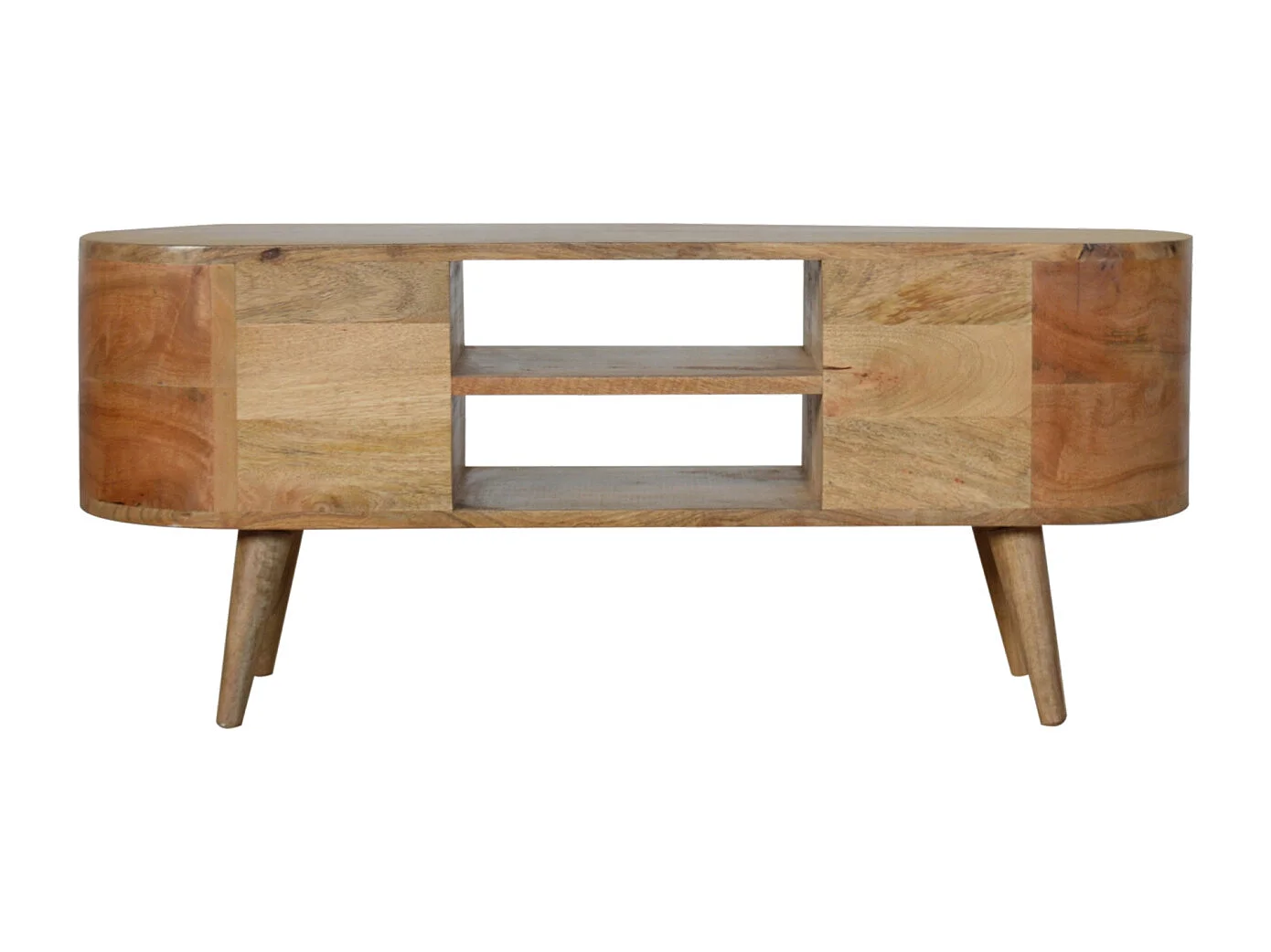 Artisan Furniture Solid Wood Rounded Entertainment Unit, Beige, 4Drawers