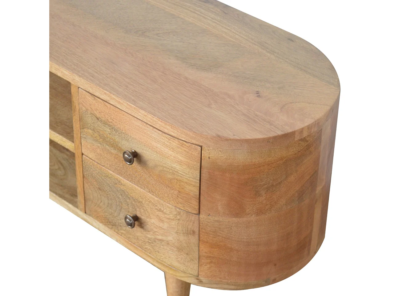 Artisan Furniture Solid Wood Rounded Entertainment Unit, Beige, 4Drawers