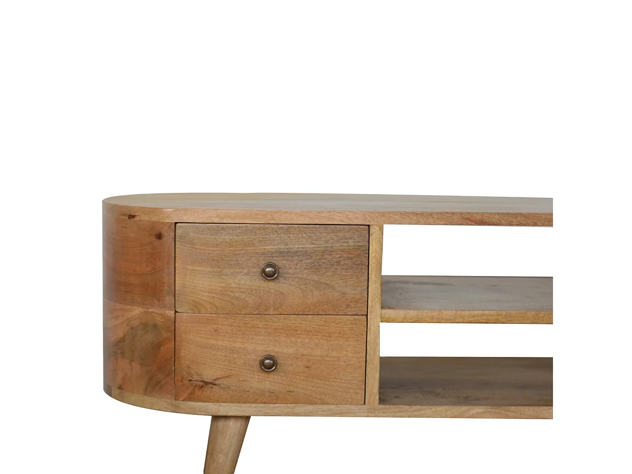 Artisan Furniture Solid Wood Rounded Entertainment Unit, Beige, 4Drawers