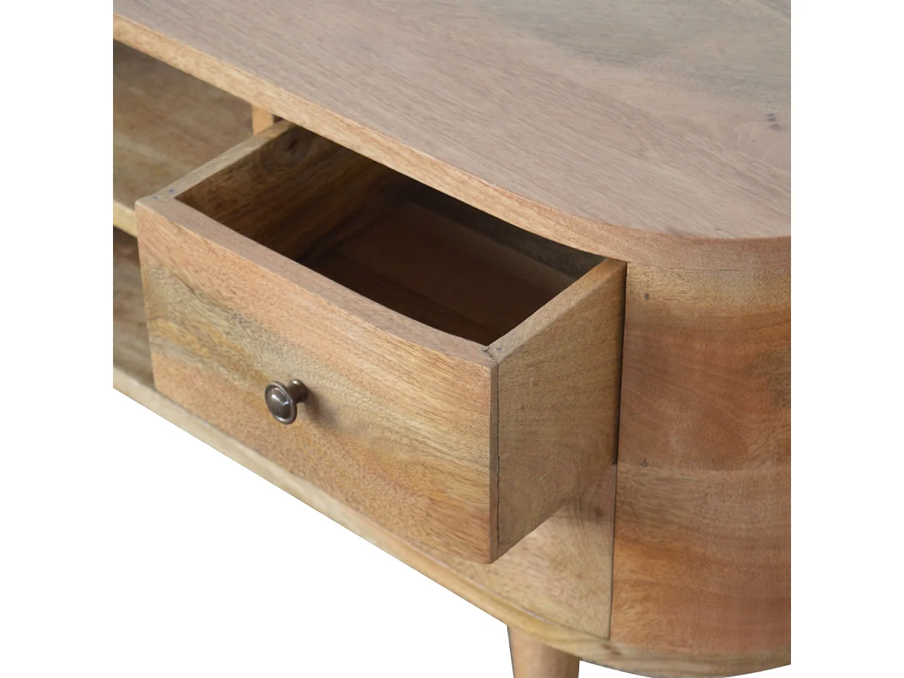 Artisan Furniture Solid Wood Rounded Entertainment Unit, Beige, 4Drawers