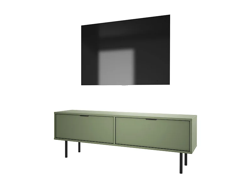 Mueble de TV Sage, 45 x 140 x 33 cm, tiradores negros, patas de 15 cm