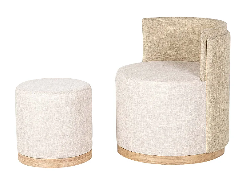 Set Butaca Y Puff Poliester 61x61x70 40x40x40 Cm