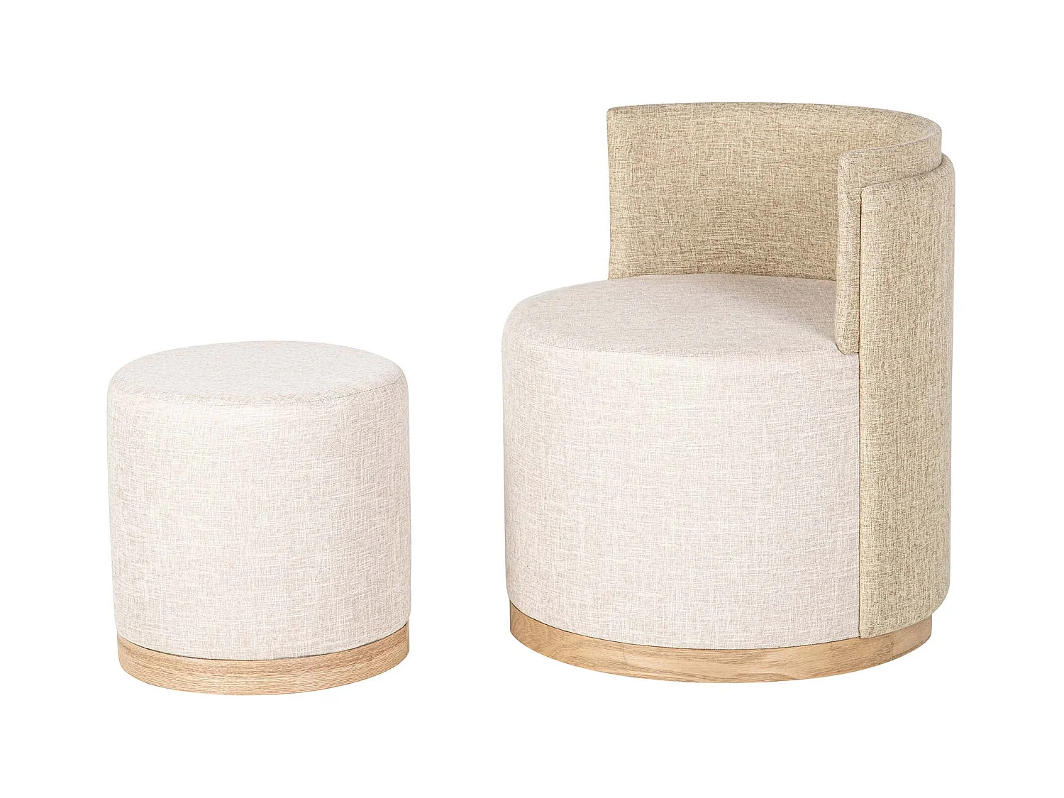 Set Butaca Y Puff Poliester 61x61x70 40x40x40 Cm